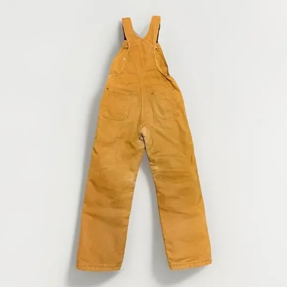 Vintage Carhartt Boys Overalls Large Quilted Lined Double Knee Brown - Picture 2 of 9